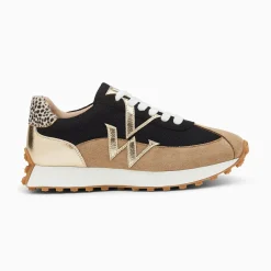 Vanessa Wu Sneakers>Baskets Monogramme Pia Beige Et Noir A Semelle Running