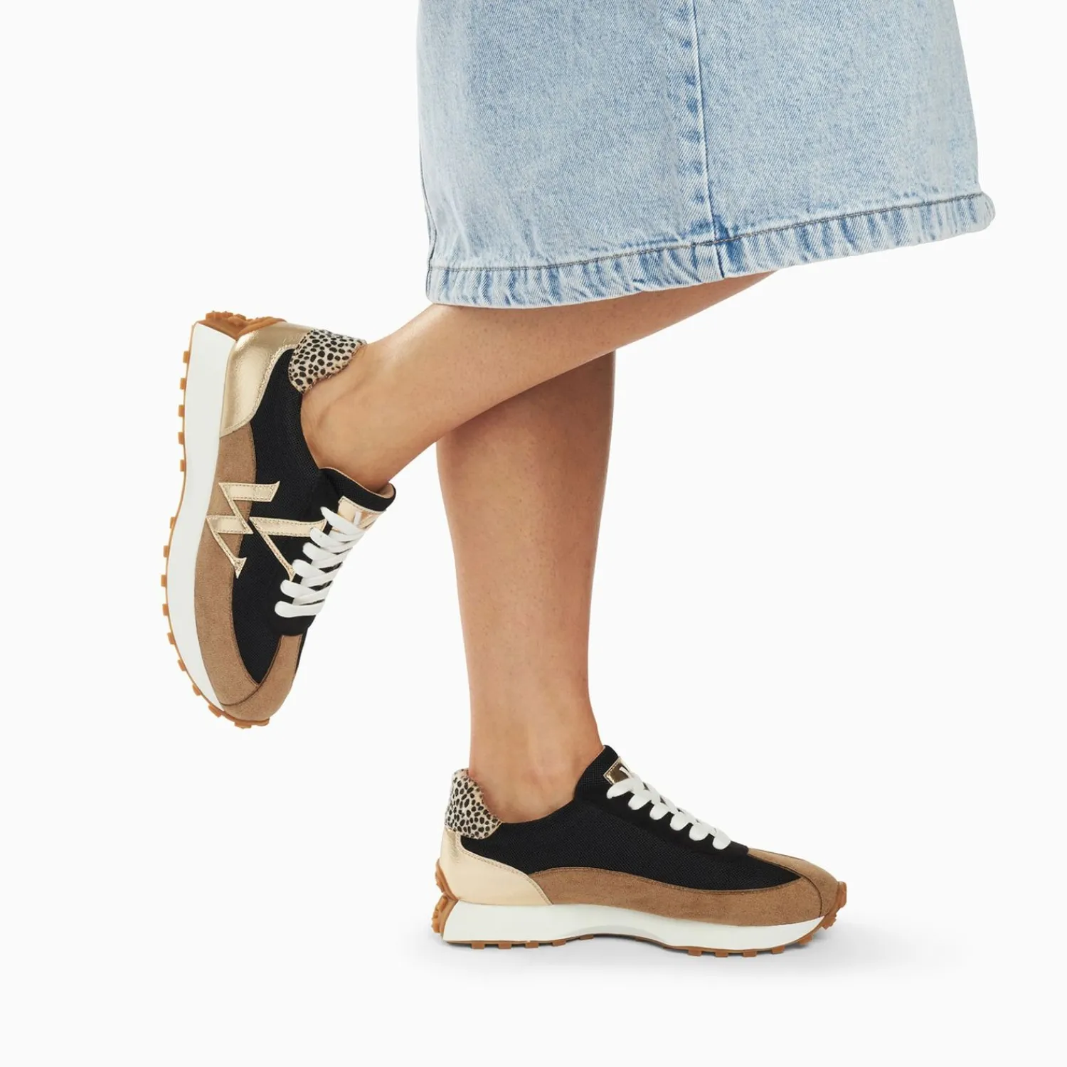 Vanessa Wu Sneakers>Baskets Monogramme Pia Beige Et Noir A Semelle Running