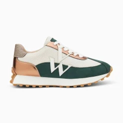 Vanessa Wu Sneakers>Baskets Monogramme Pia Ivoire Et Vert A Semelle Running