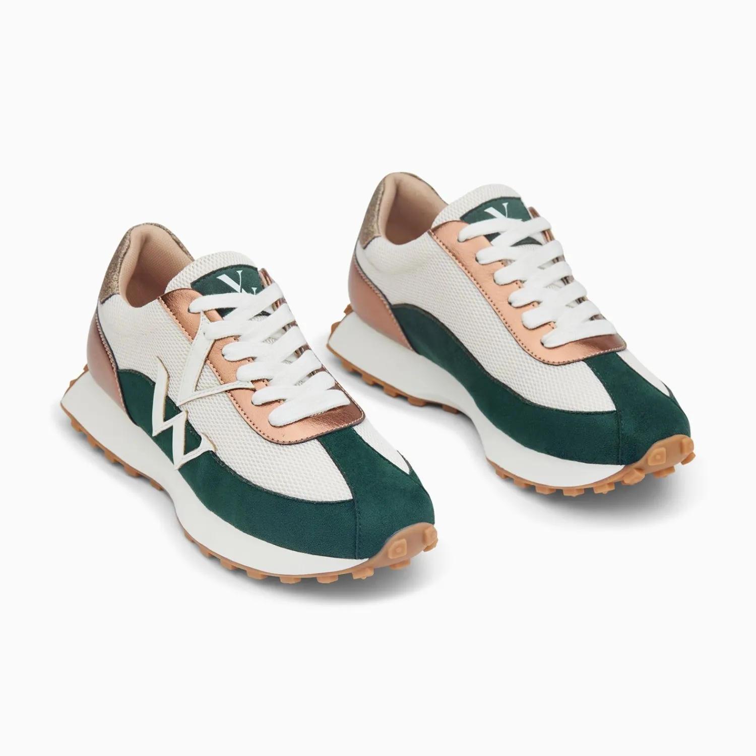 Vanessa Wu Sneakers>Baskets Monogramme Pia Ivoire Et Vert A Semelle Running
