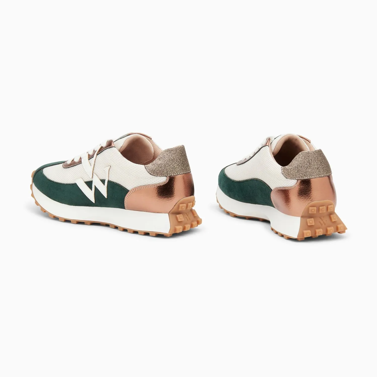 Vanessa Wu Sneakers>Baskets Monogramme Pia Ivoire Et Vert A Semelle Running