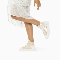 Vanessa Wu Sneakers>Baskets Monogramme Pina Montantes Or Et Blanc