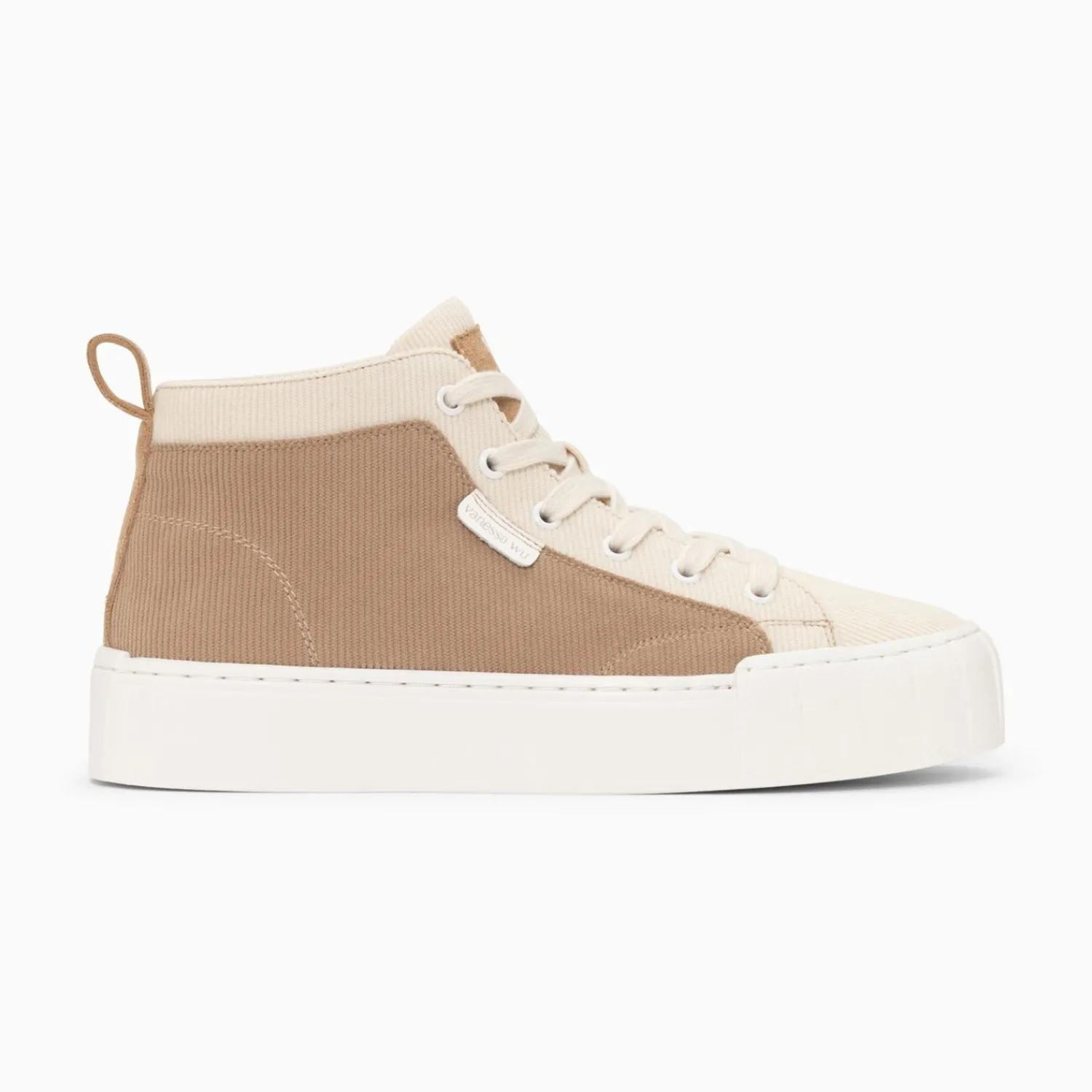 Vanessa Wu Sneakers>Baskets Montantes Clarisse Cotelees Beige Et Taupe