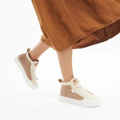 Vanessa Wu Sneakers>Baskets Montantes Clarisse Cotelees Beige Et Taupe