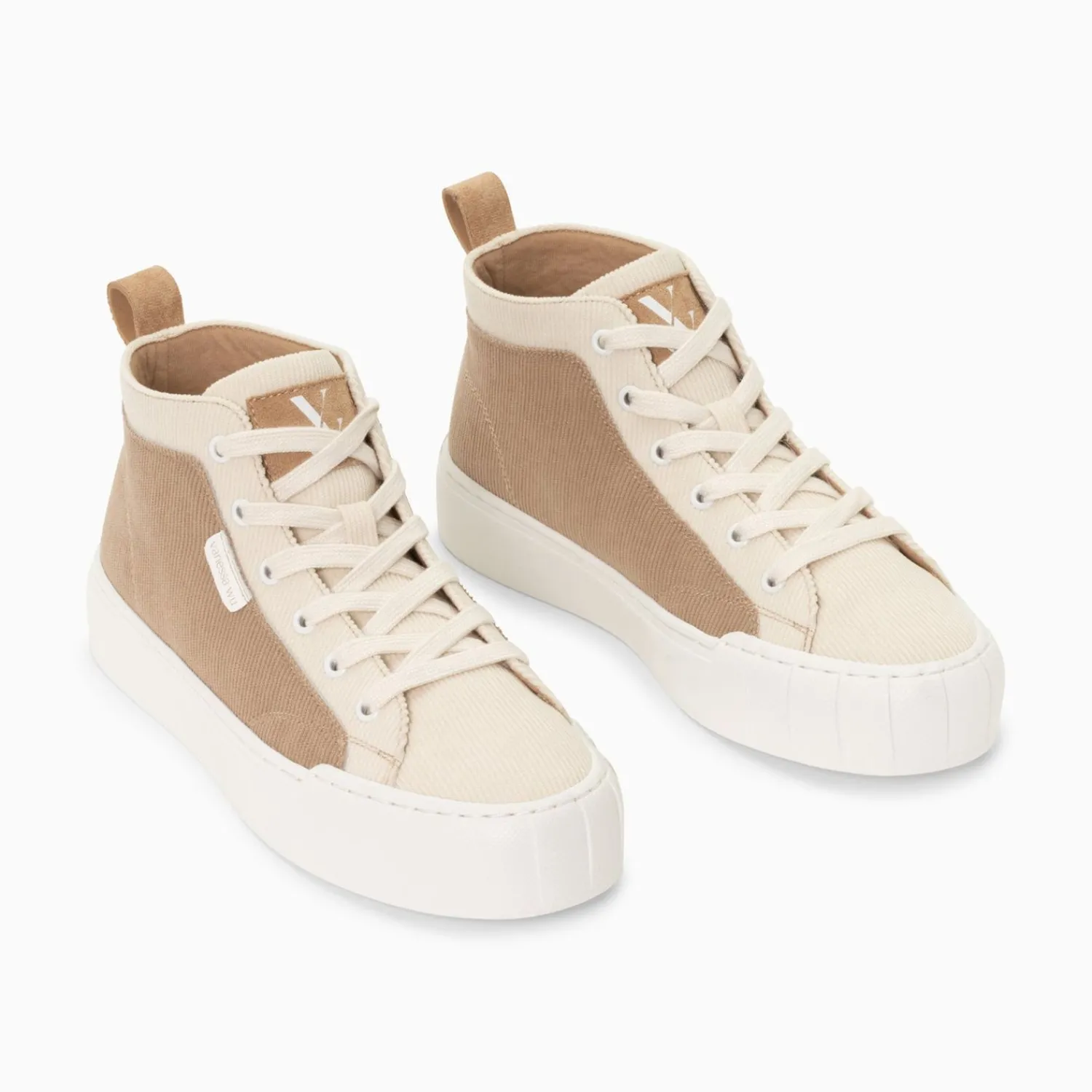 Vanessa Wu Sneakers>Baskets Montantes Clarisse Cotelees Beige Et Taupe