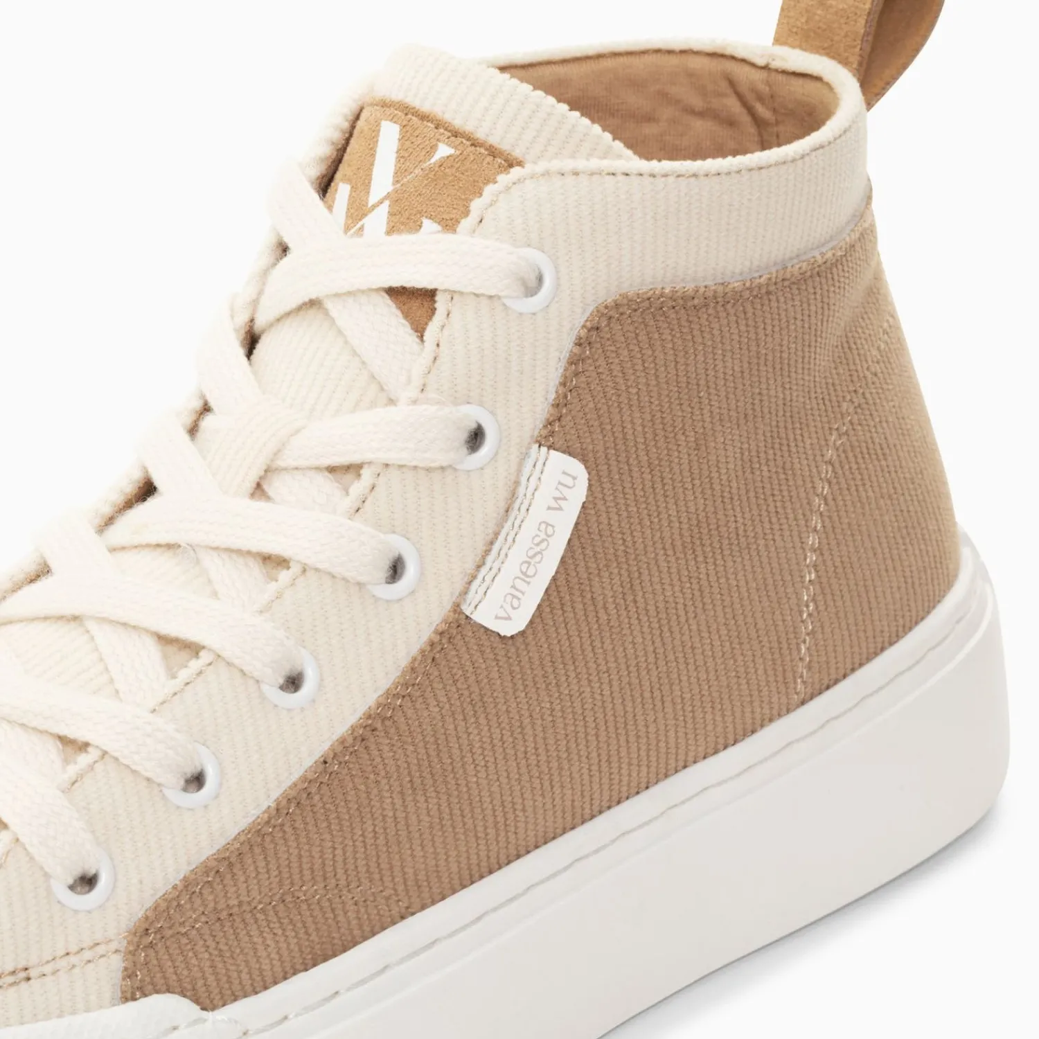 Vanessa Wu Sneakers>Baskets Montantes Clarisse Cotelees Beige Et Taupe