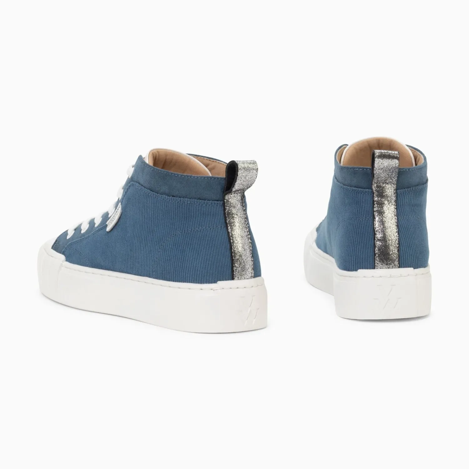 Vanessa Wu Sneakers>Baskets Montantes Clarisse Cotelees Bleu Et Blanc
