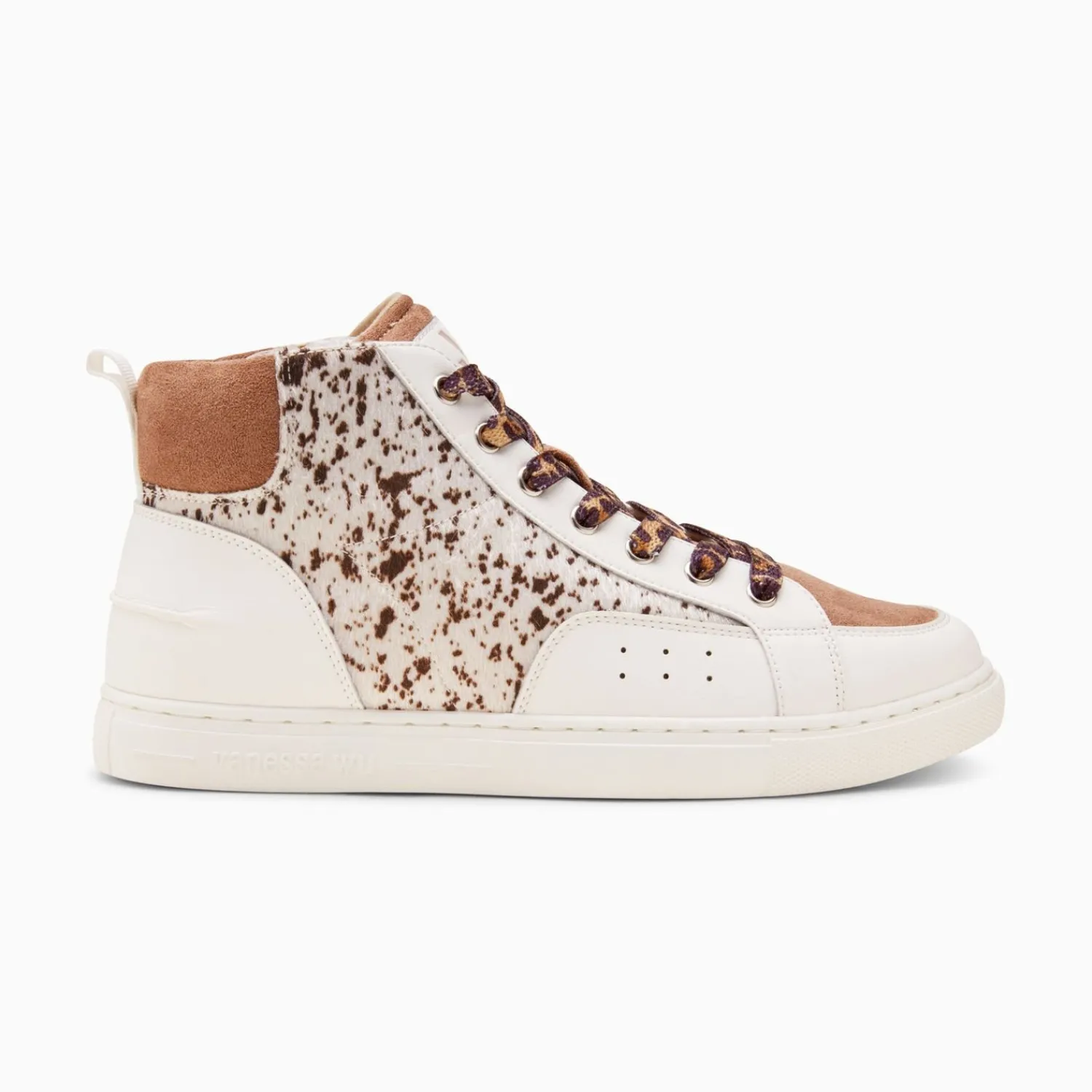 Vanessa Wu Sneakers>Baskets Montantes Gwen Blanc Et Marron A Lacets Leopard