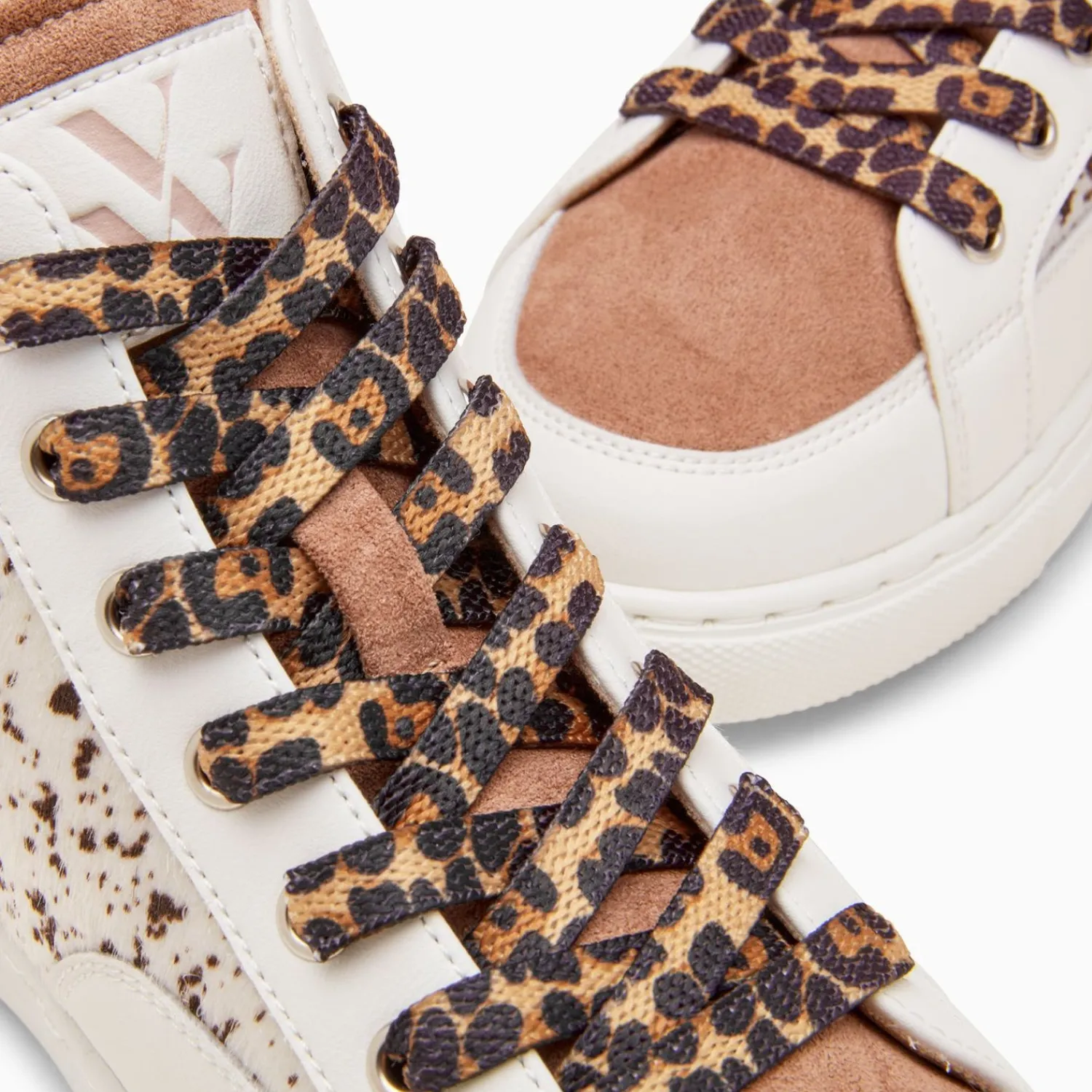 Vanessa Wu Sneakers>Baskets Montantes Gwen Blanc Et Marron A Lacets Leopard