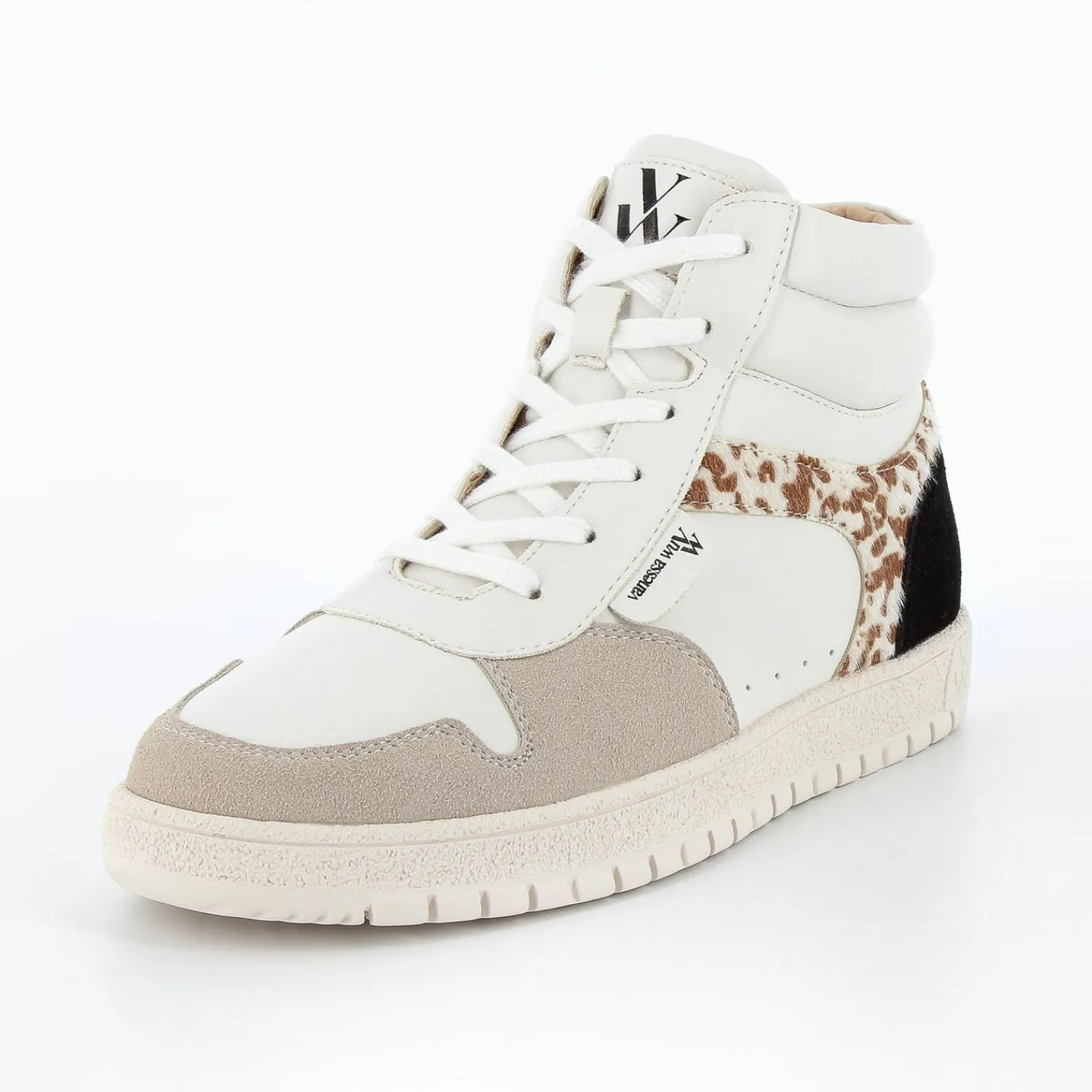 Vanessa Wu Sneakers>Baskets Montantes Kassidy Blanches A Detail Vache