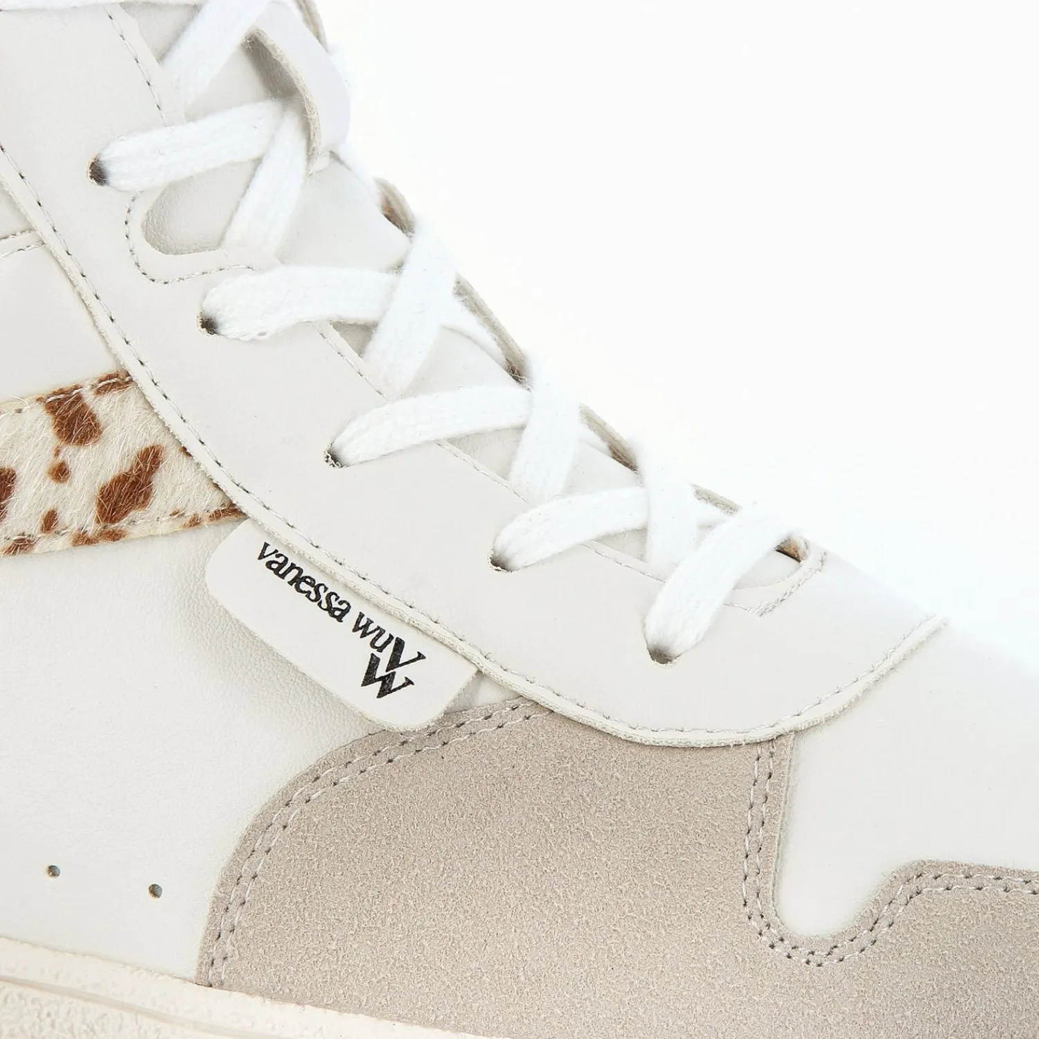 Vanessa Wu Sneakers>Baskets Montantes Kassidy Blanches A Detail Vache