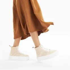 Vanessa Wu Sneakers>Baskets Montantes Madeline Beiges A Semelle Plateforme