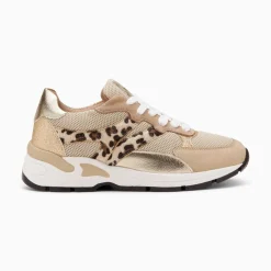 Vanessa Wu Sneakers>Baskets Montorgueil Beige Et Leopard A Lacets