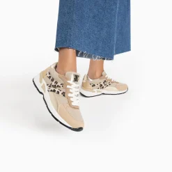 Vanessa Wu Sneakers>Baskets Montorgueil Beige Et Leopard A Lacets