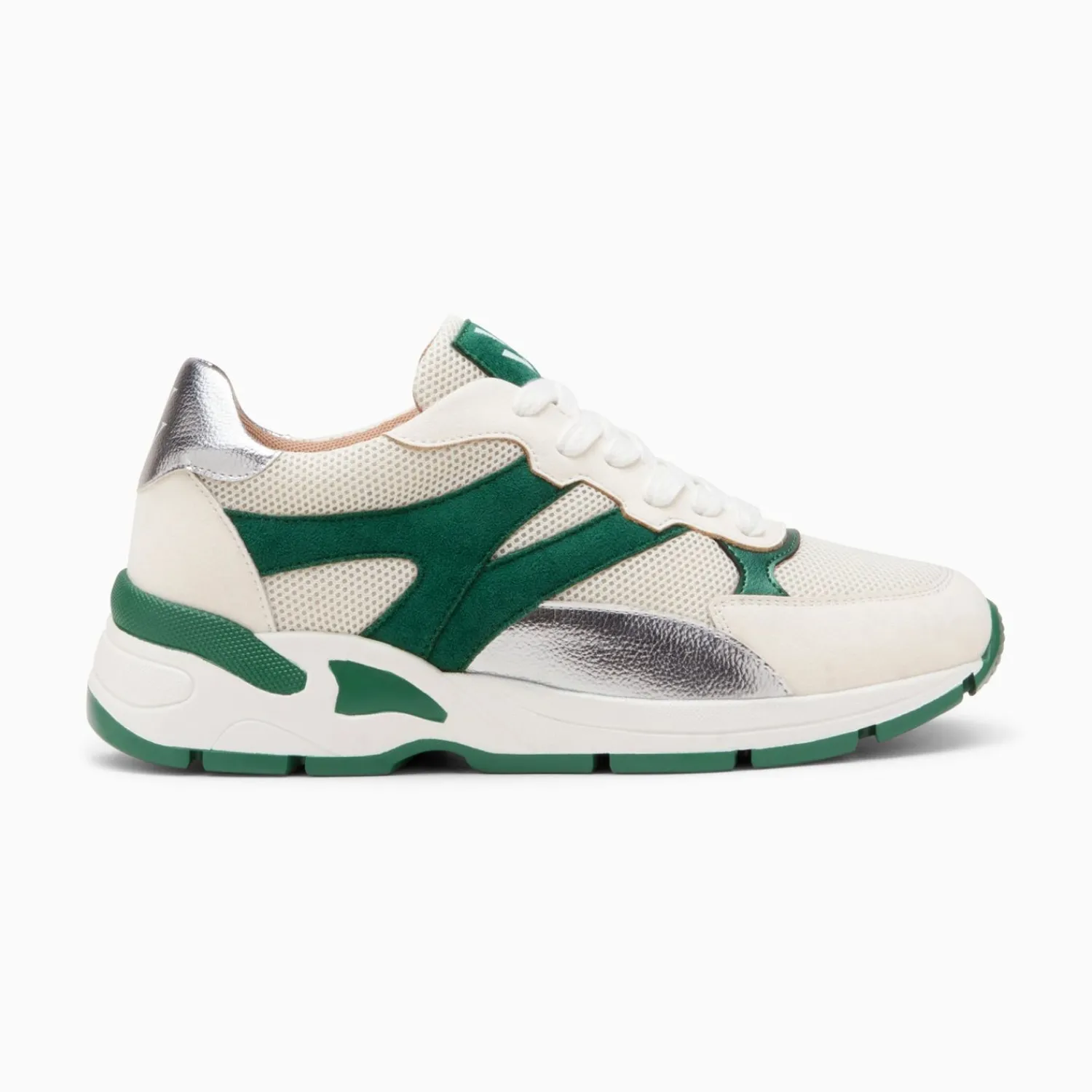 Vanessa Wu Sneakers>Baskets Montorgueil Blanc Casse Et Vert A Lacets