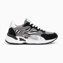 Vanessa Wu Sneakers>Baskets Montorgueil Noir Et Zebre A Lacets