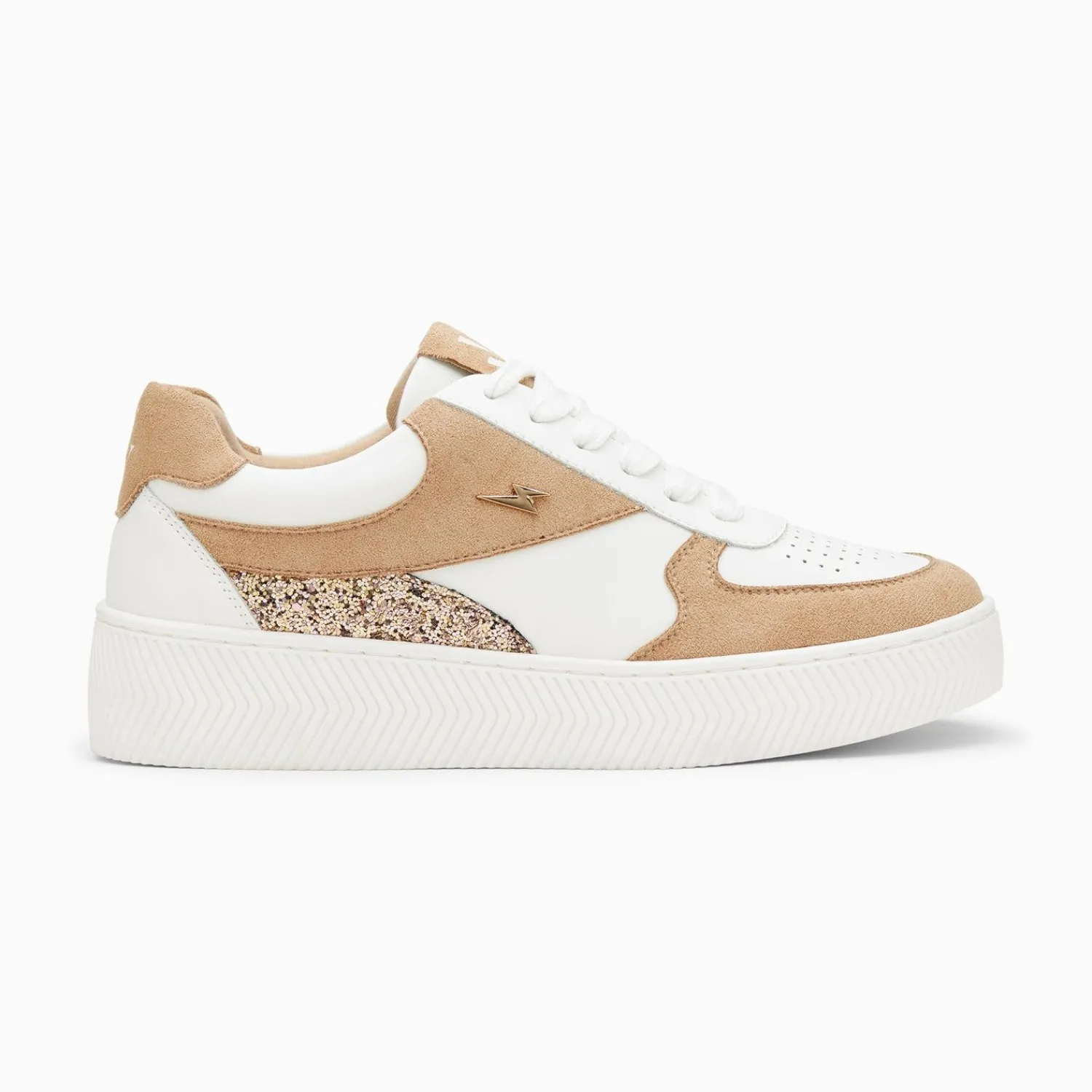 Vanessa Wu Sneakers>Baskets Nassita Beige Et Rose Gold A Lacets