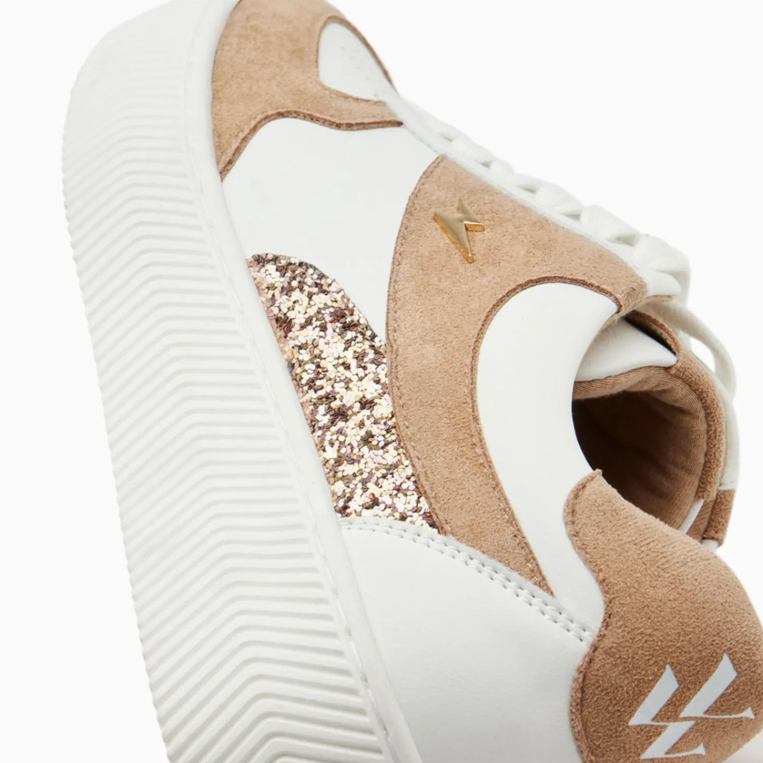Vanessa Wu Sneakers>Baskets Nassita Beige Et Rose Gold A Lacets