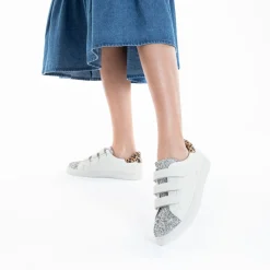 Vanessa Wu Sneakers>Baskets Nour Blanc Et Argent A Scratchs