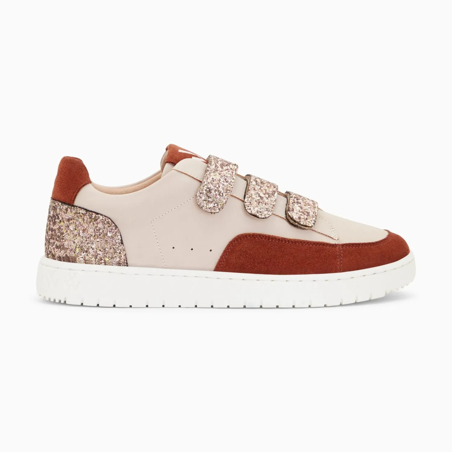 Vanessa Wu Sneakers>Baskets Paloma Nude Et Marron A Scratchs Glitter