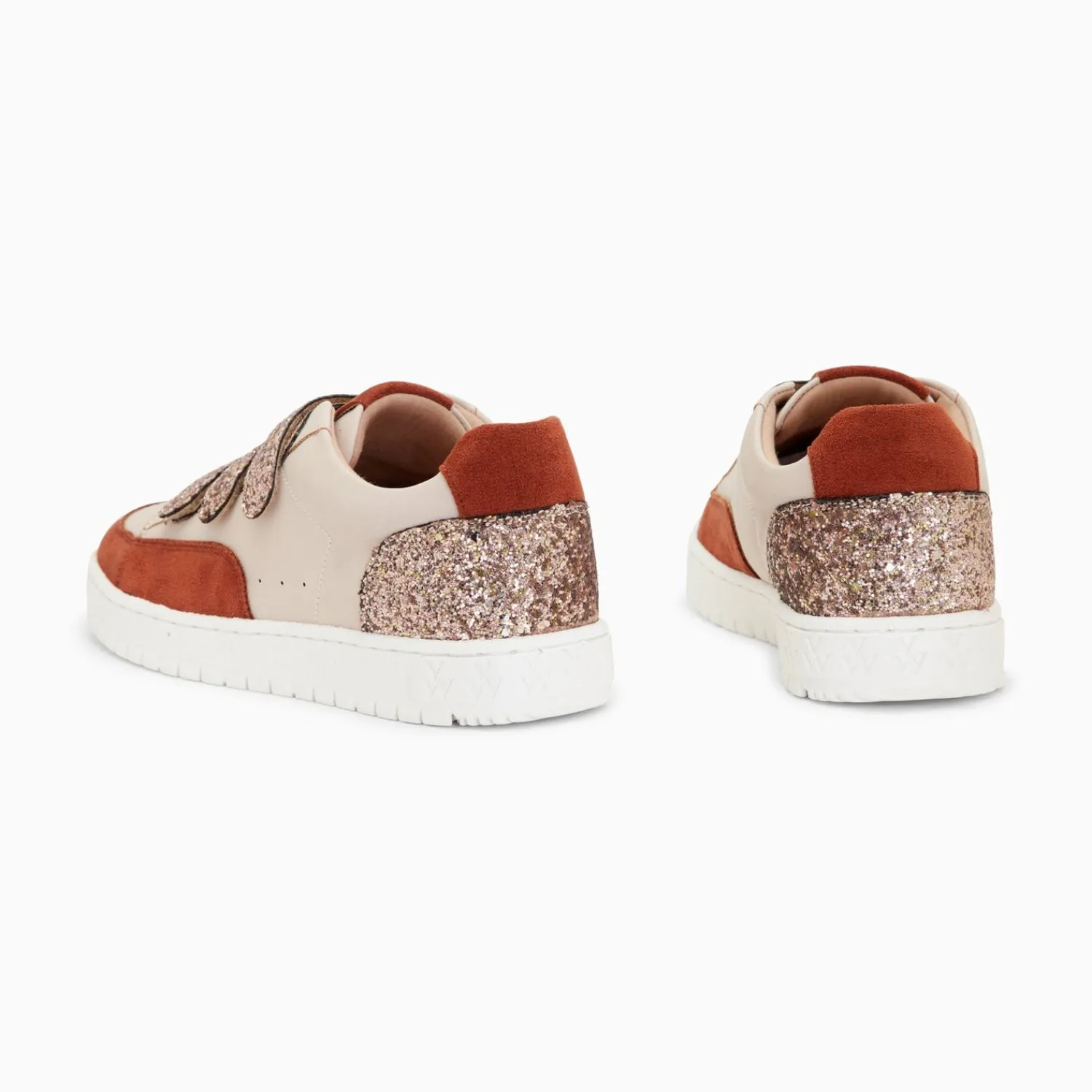 Vanessa Wu Sneakers>Baskets Paloma Nude Et Marron A Scratchs Glitter