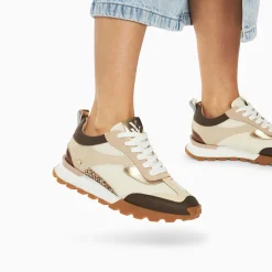 Vanessa Wu Sneakers>Baskets Samantha Beige Et Marron A Semelle Running