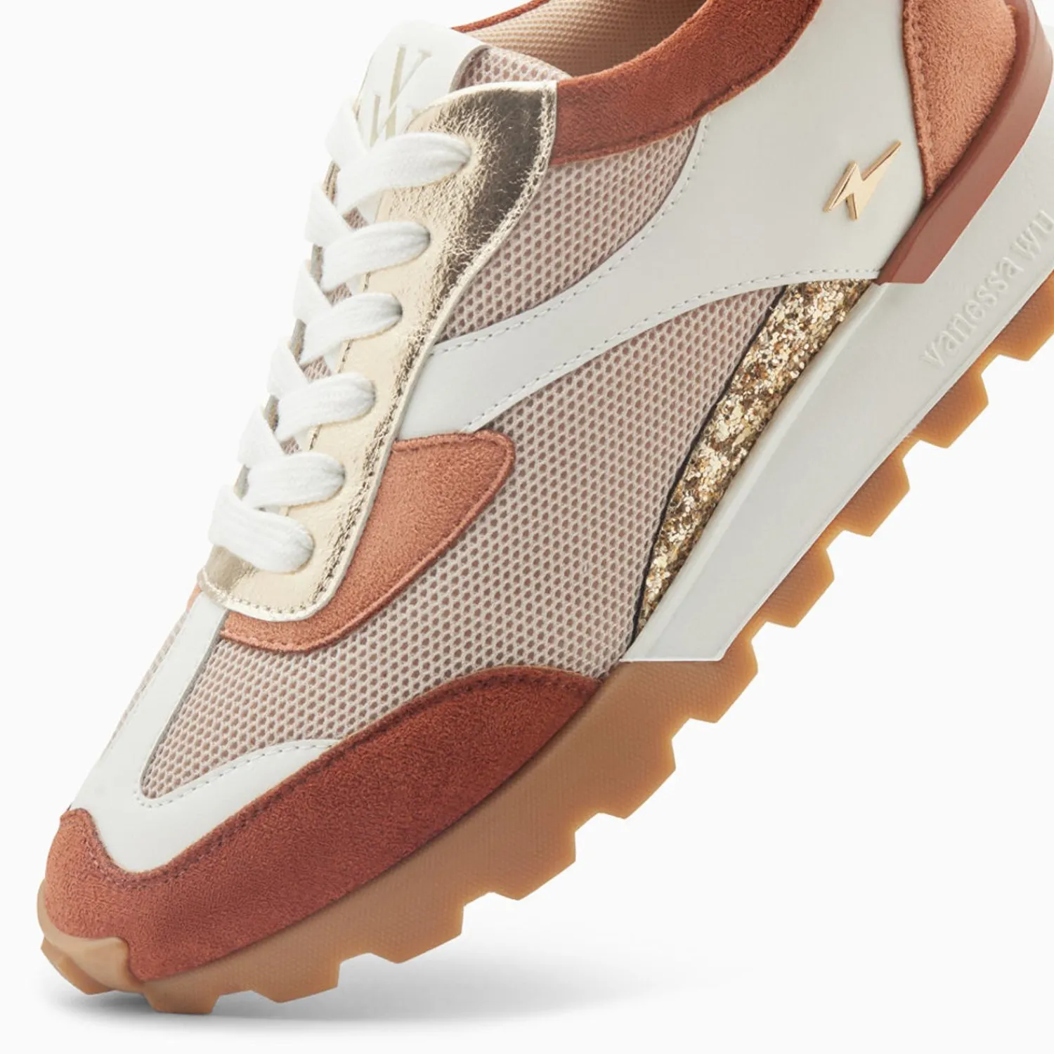 Vanessa Wu Sneakers>Baskets Samantha Brique Et Or A Semelle Running