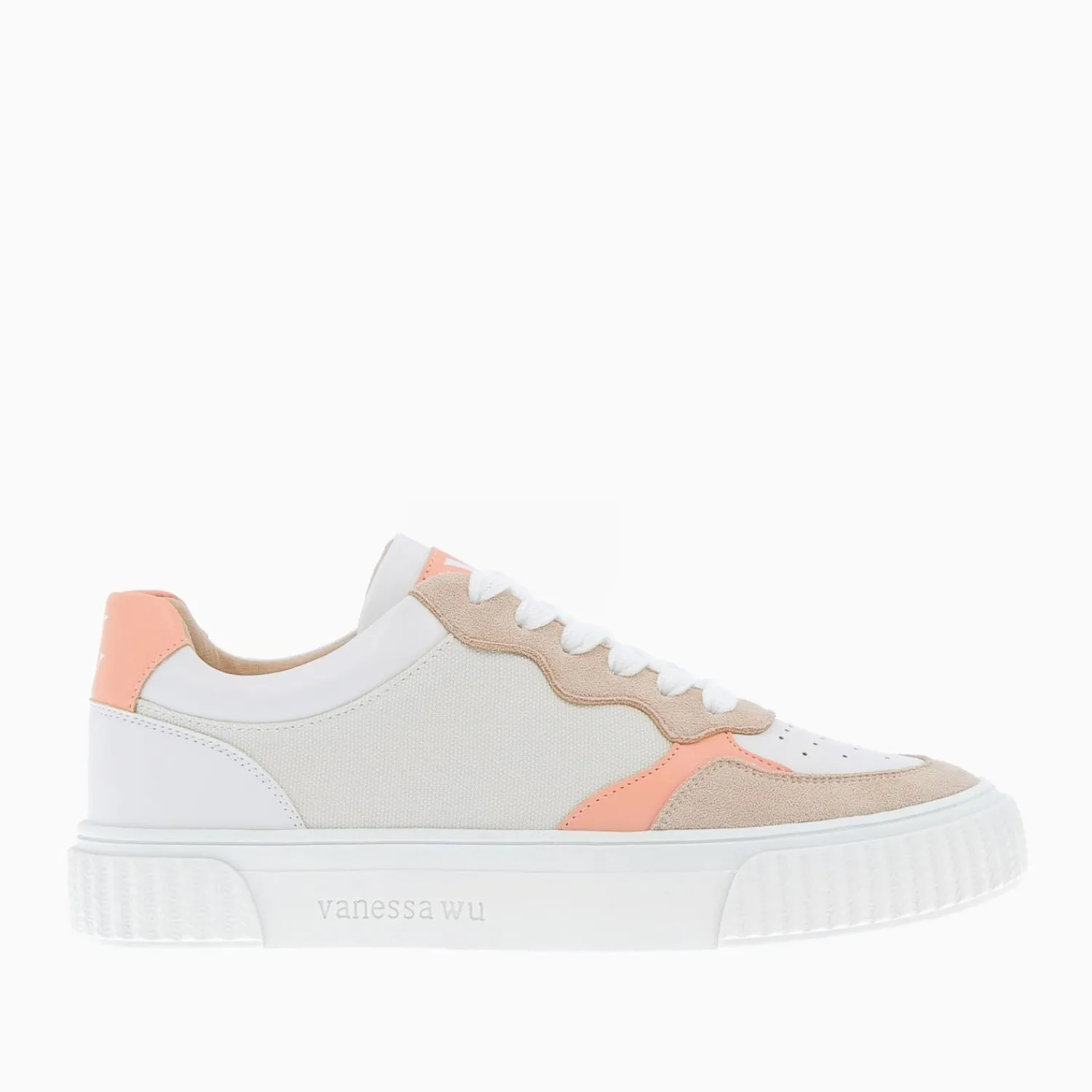 Vanessa Wu Sneakers>Baskets Sara En Toile Beige A Details Peche