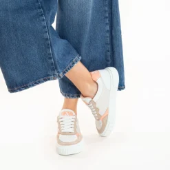 Vanessa Wu Sneakers>Baskets Sara En Toile Beige A Details Peche