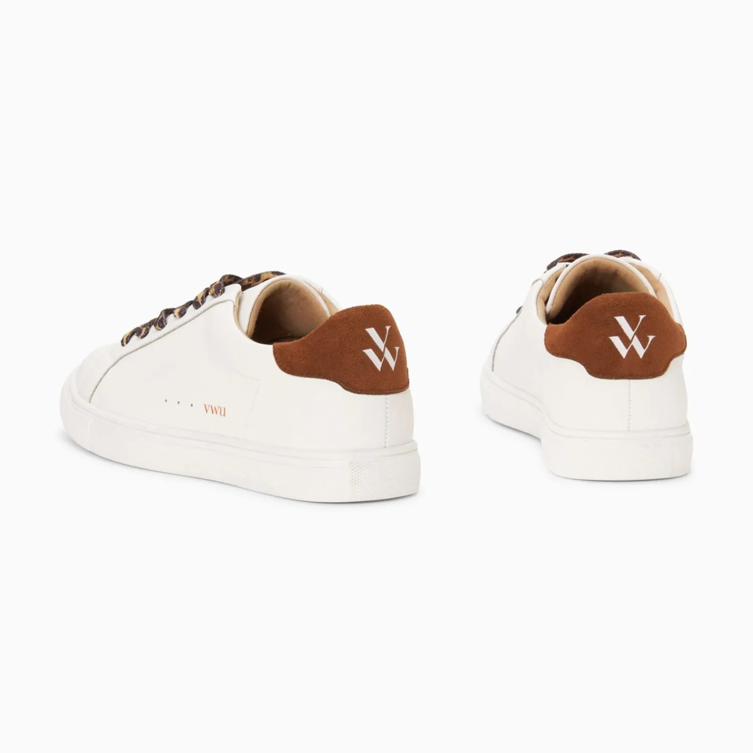 Vanessa Wu Sneakers>Baskets Steph Blanc Et Marron A Lacets Leopard