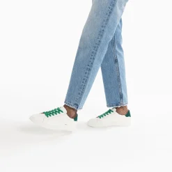 Vanessa Wu Sneakers>Baskets Steph Blanc Et Vert Sapin A Lacets