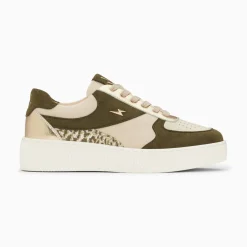 Vanessa Wu Sneakers>Baskets Theonie Beige Et Kaki A Lacets