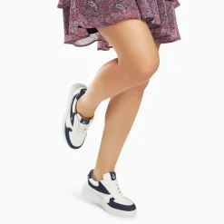 Vanessa Wu Sneakers>Baskets Theonie Blanc Et Denim A Lacets