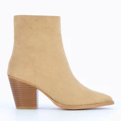 Vanessa Wu Bottines>Bottines A Talon Julia En Suedine Beige