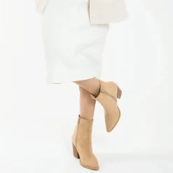 Vanessa Wu Bottines>Bottines A Talon Julia En Suedine Beige