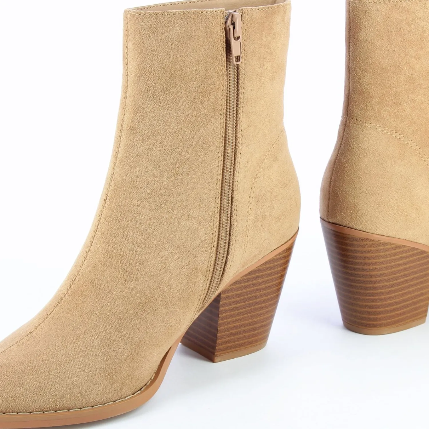 Vanessa Wu Bottines>Bottines A Talon Julia En Suedine Beige