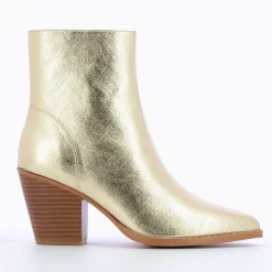Vanessa Wu Bottines>Bottines A Talon Julia Or Effet Texture