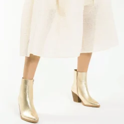 Vanessa Wu Bottines>Bottines A Talon Julia Or Effet Texture