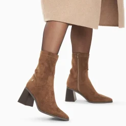 Vanessa Wu Bottines>Bottines Chaussettes Alizee Marron A Talon Trapeze