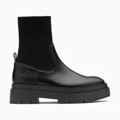 Vanessa Wu Bottines>Bottines Chaussettes Elisa Noires A Plateforme Crantee