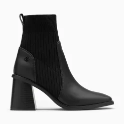 Vanessa Wu Bottines>Bottines Chaussettes Jinger Noires A Talon Trapeze