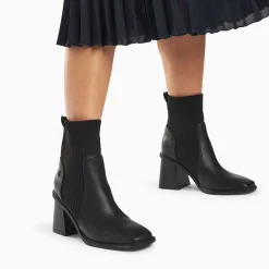 Vanessa Wu Bottines>Bottines Chaussettes Jinger Noires A Talon Trapeze