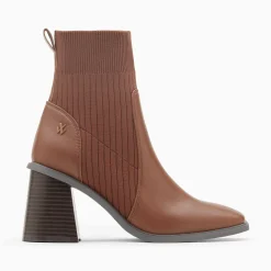 Vanessa Wu Bottines>Bottines Chaussettes Jinger Marron A Talon Trapeze