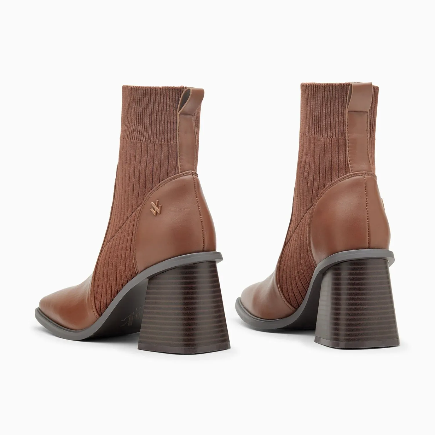 Vanessa Wu Bottines>Bottines Chaussettes Jinger Marron A Talon Trapeze