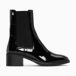 Vanessa Wu Bottines>Bottines Chelsea Carole Montantes Noires Vernies