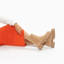Vanessa Wu Bottines>Bottines Chelsea Greta Beiges A Contrefort Croco