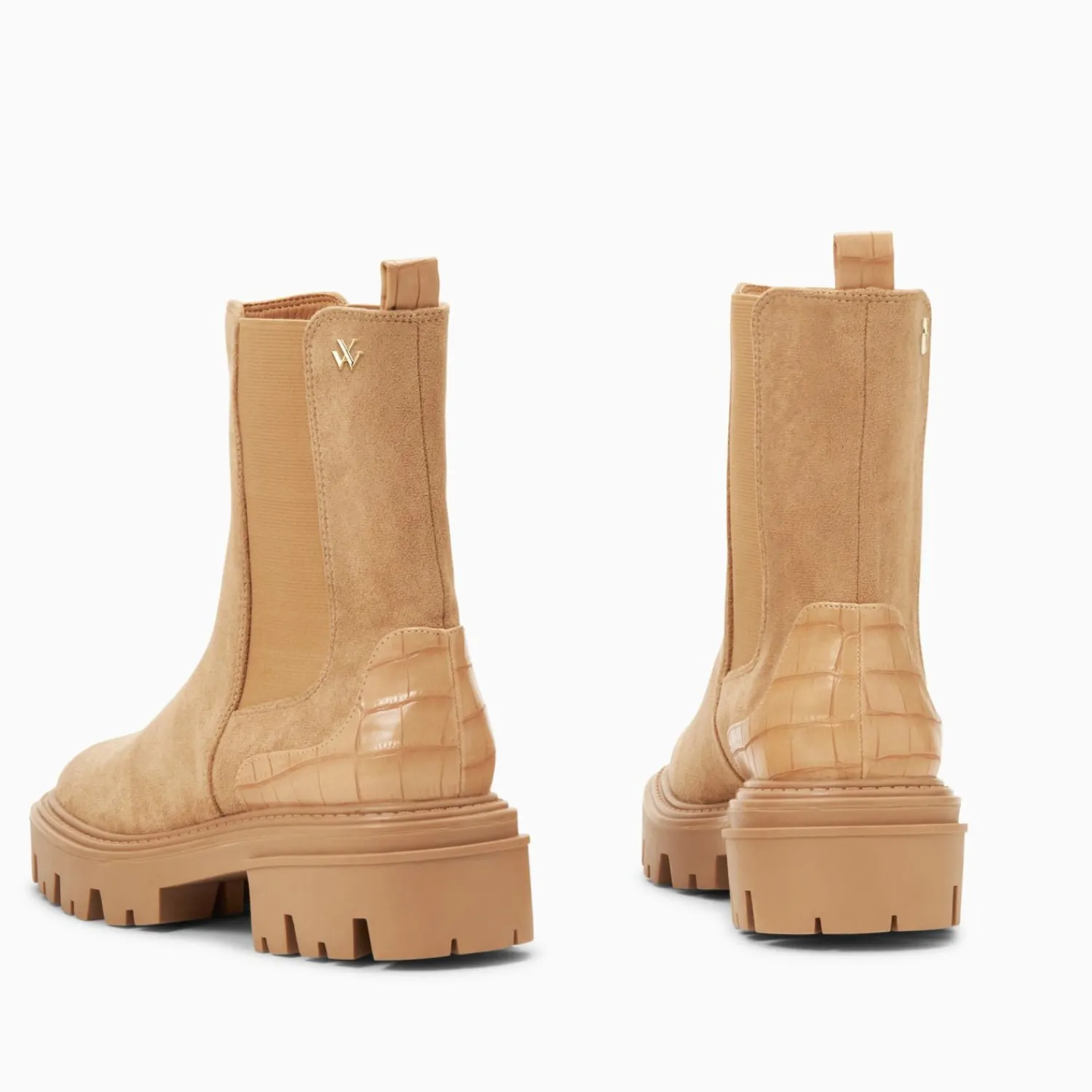 Vanessa Wu Bottines>Bottines Chelsea Greta Beiges A Contrefort Croco