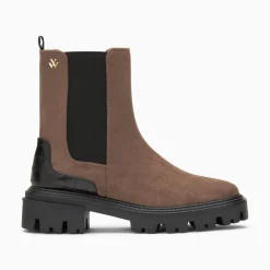 Vanessa Wu Bottines>Bottines Chelsea Greta Marron A Contrefort Croco