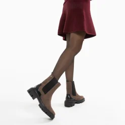 Vanessa Wu Bottines>Bottines Chelsea Greta Marron A Contrefort Croco