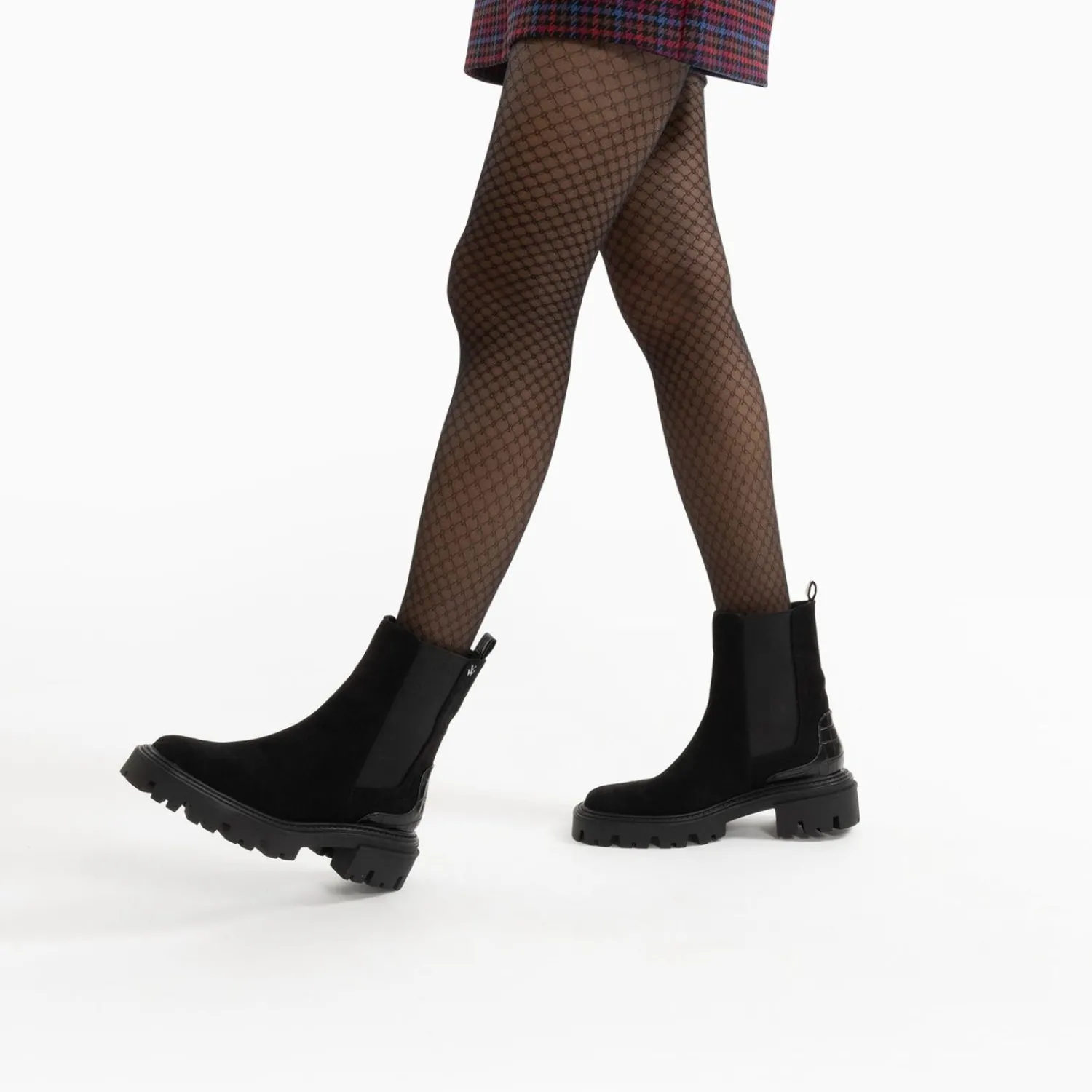 Vanessa Wu Bottines>Bottines Chelsea Greta Noires A Contrefort Croco
